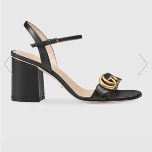 Gucci Leather Mid Heel Sandal